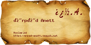 Árpád Anett névjegykártya