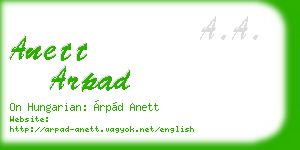 anett arpad business card